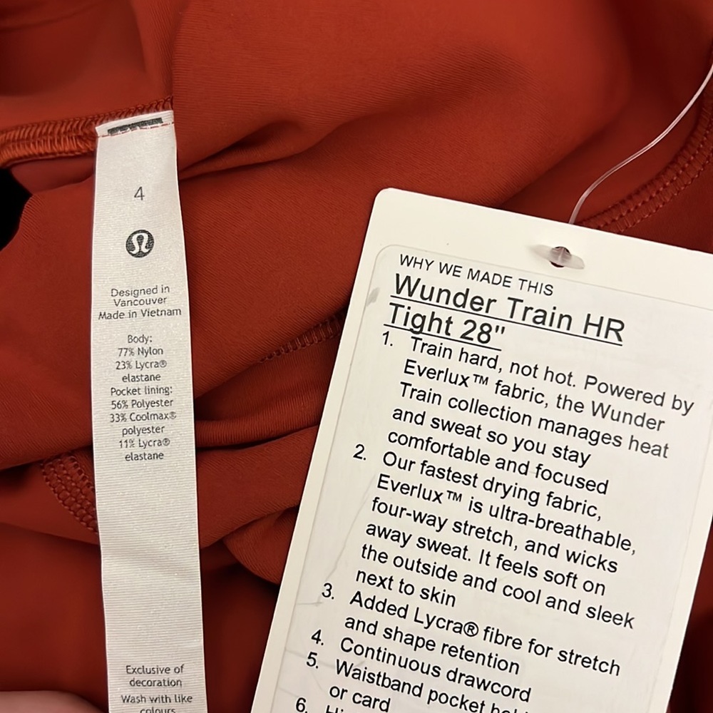 NWT Lululemon Wunder Train 28” cayenne CYNN - Picture 5 of 5